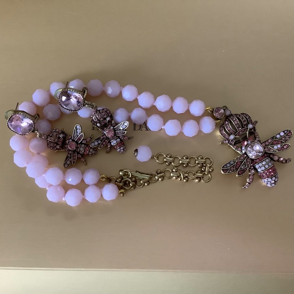 Heidi Daus Majesty The Queen Beaded Crystal Bee Set Necklace Earrings Bracelets - Picture 2 of 16